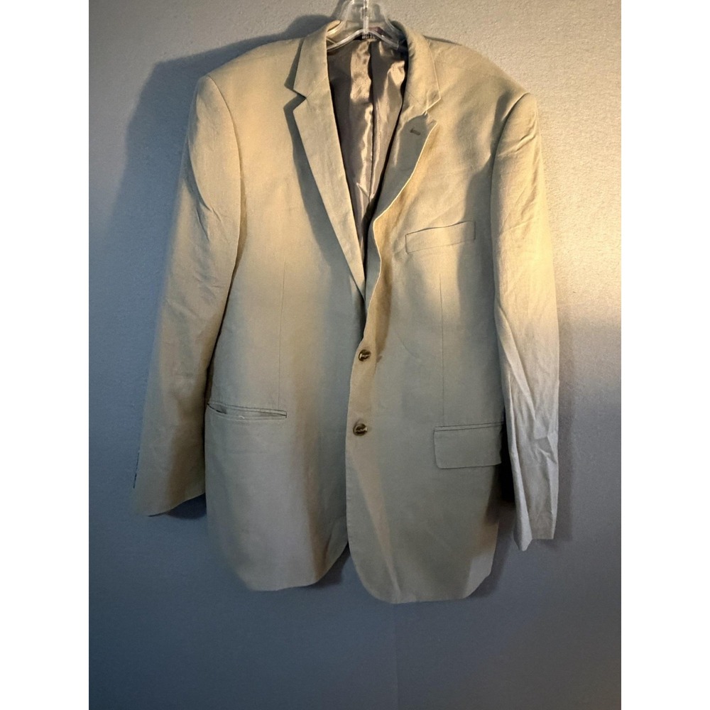 Lineage Blazer Sport Coat Mens 40R Beige Linen Viscose Jacket Summer Casual